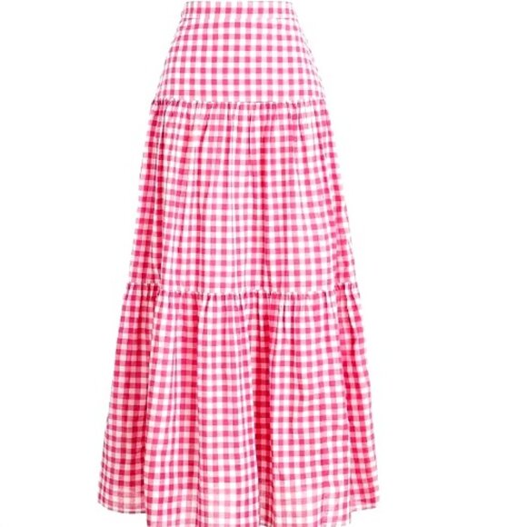 J. Crew Triple Tiered Gingham Skirt Style AL218 | Length:  33" - Picture 6 of 10